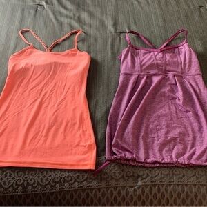 Lululemon Power Y Tank Top Crossback Bundle of 2 Luon Light Lava Pink Purple M